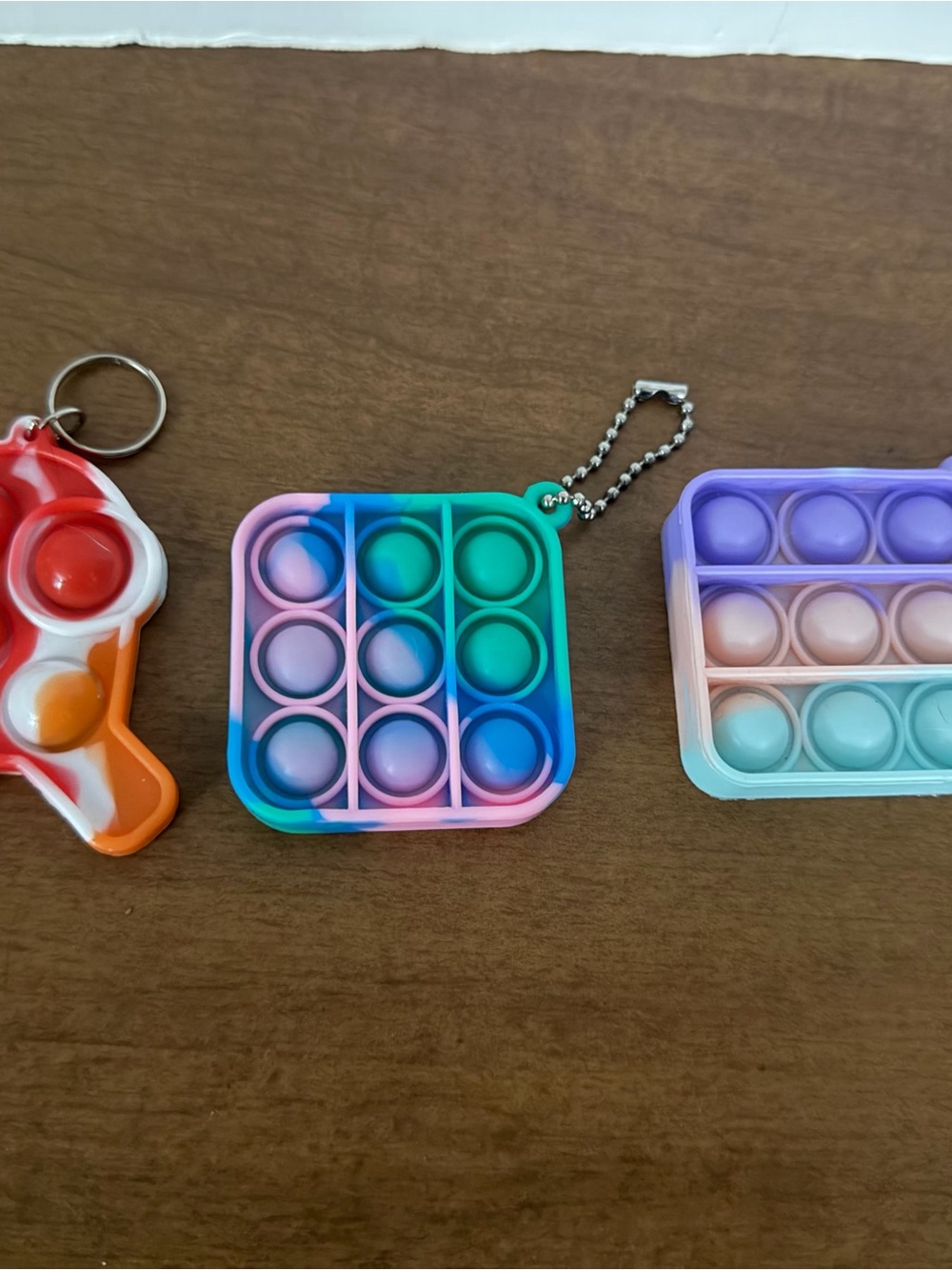 Kids Multicolor Square Pop Bubble Fidget Toy Keychain